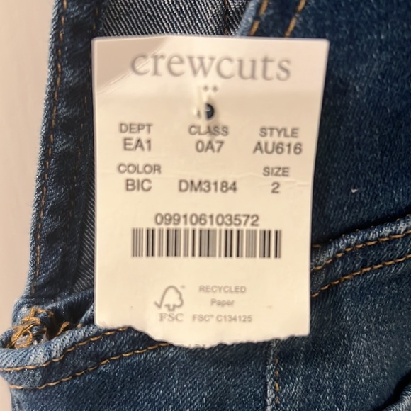 NWT Crewcuts toddler jean overalls, 2T - Picture 3 of 3